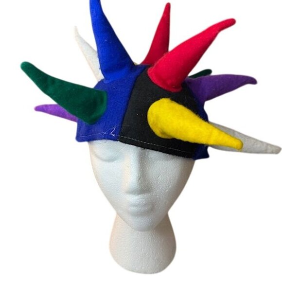 Multicolor Spiked Jester Hat Costume Accessory - Picture 1 of 4